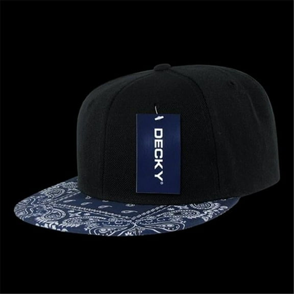 Decky  Bandanna Snapback Cap, Black & Navy