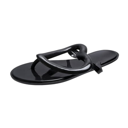 

slipper for Women Ladies Fashion Love Flat Flip Flops Solid Color Clip On Beach Sandals PU Dress Sandals for Women Black