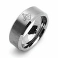 thumbnail image 2 of Women's 8MM Comfort Fit Tungsten Carbide Wedding Band Masonic Design Edgraved Ring (7 to 14), 10.5, 2 of 3