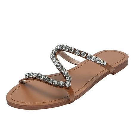 

KI-8jcuD Womens Slippers Open Toe Women Slip On Flat Sandals Casual Bling Rhinestone Strap Sandals Open Toe Slide Sandals Sandals Womens Size 12 Snakeskin Platform Sandals For Women Casual Sandals F