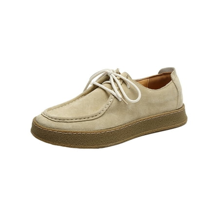 

Tenmix Mens Non-Slip Loafers Office Lace Up Skate Shoe Work Casual Flats Beige 8