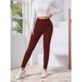 thumbnail image 6 of High Waisted Thicken Leggings for Women - No See Through Tummy Control Cycling Workout Yoga Pants Wine Red M, 6 of 8
