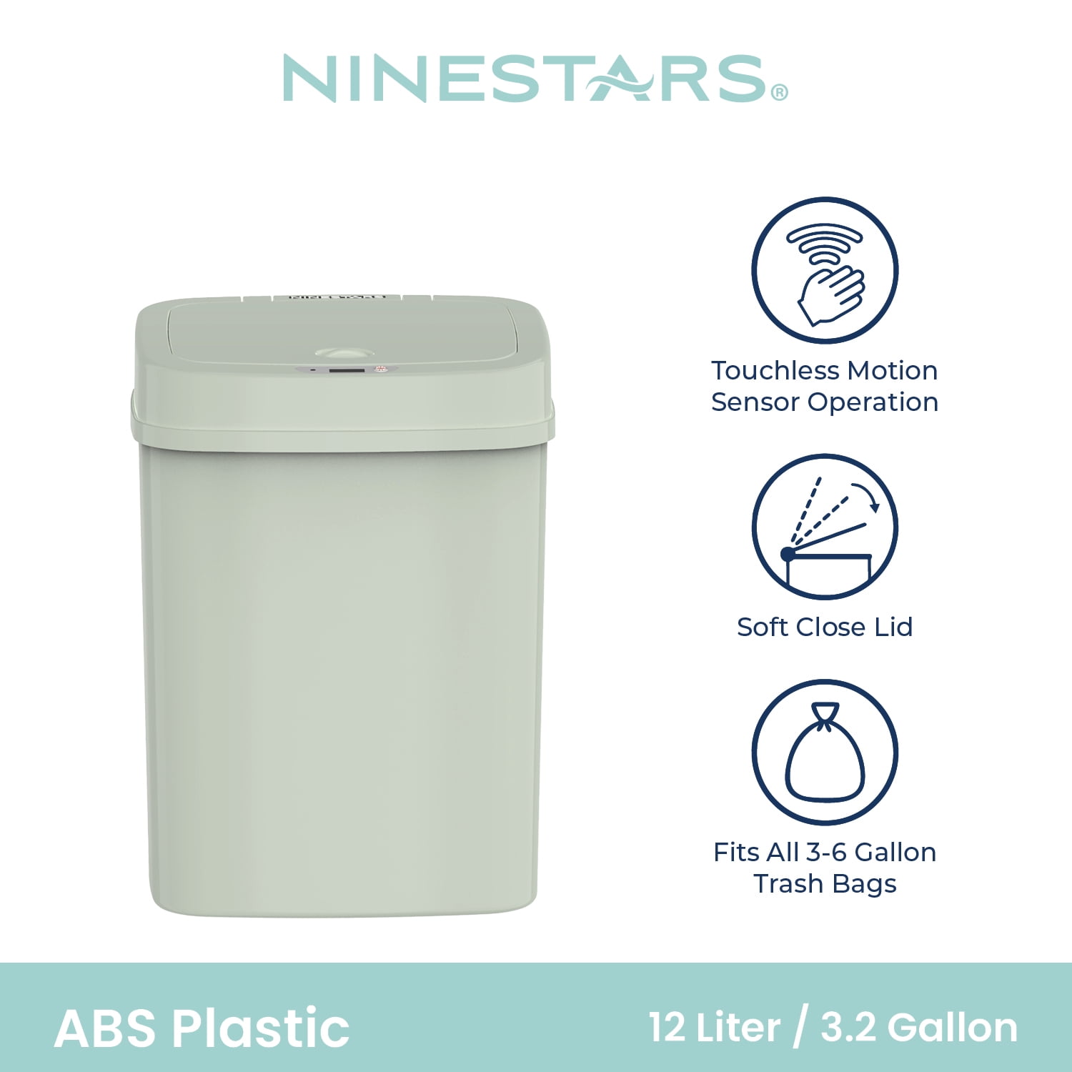 Nine Stars Motion Sensor 3 Gallon Trash Can + Trash Bags