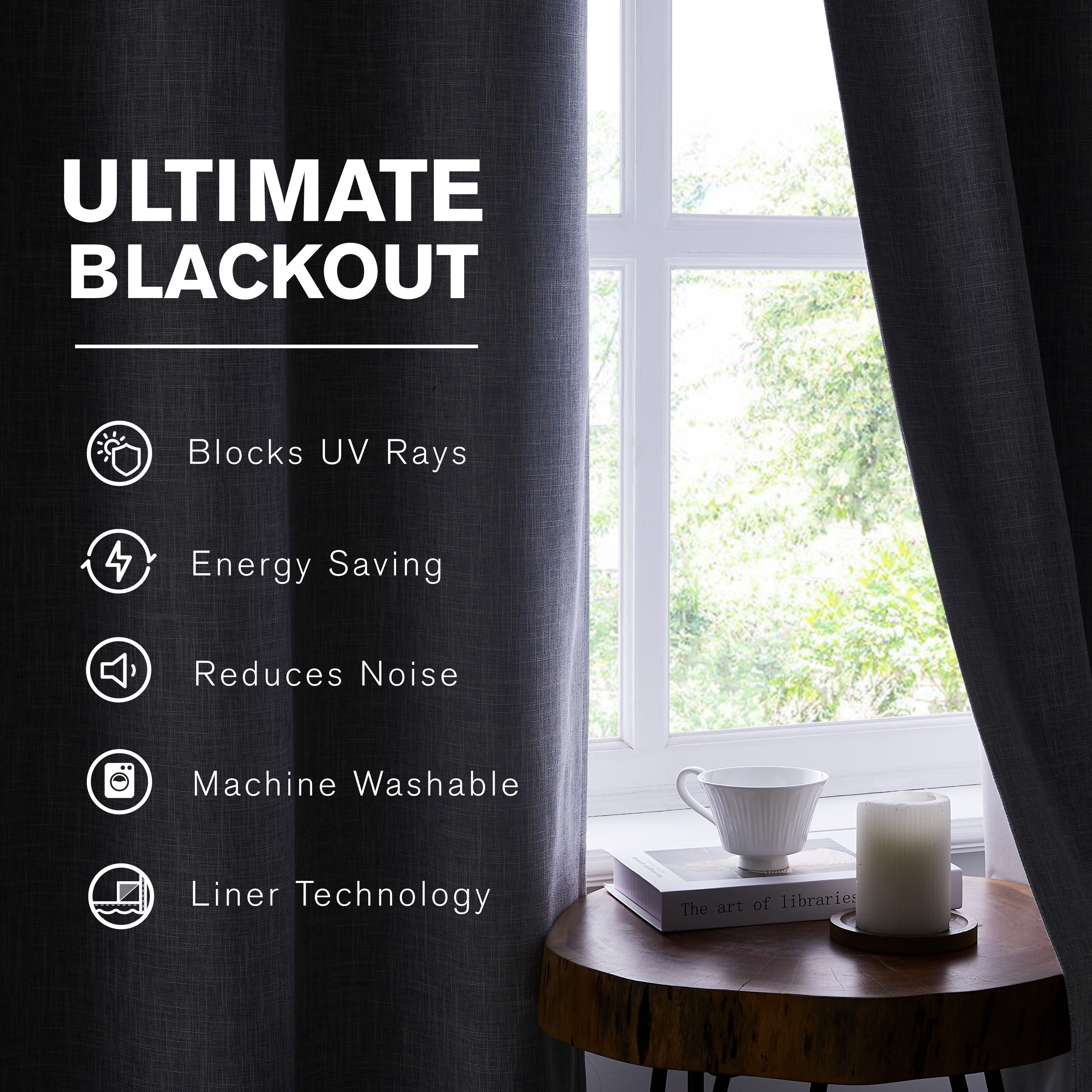 Brookstone Percy Blackout Curtains Thermal Insulated Grommets Room Darkening Drapes for Living Area and Bedroom Light, Blue, 38" x 96", 2 Panel Set