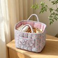 thumbnail image 4 of CSStudio Boho Floral Storage Basket with Handles, Portable Quilted Fabric Organizer Bin for Nursery Bedroom Bathroom Cosmetics Sundries, 4 of 6