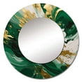 thumbnail image 2 of Designart "Serene Cascade in Green and Gold II" Abstract Rund Mirror For Wall Decor - Large Green Round Printed Mirror - Contemporary Round Mirror 36" x 36" Inch, 2 of 5
