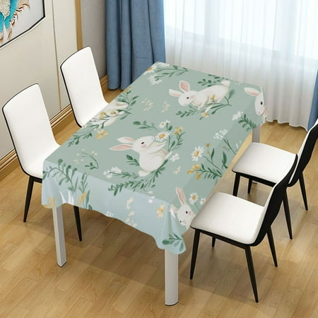 

60x60 Inch Tablecloth Polyester Square Tablecloth for Home Kitchen Dinner Decor Playful Rabbits