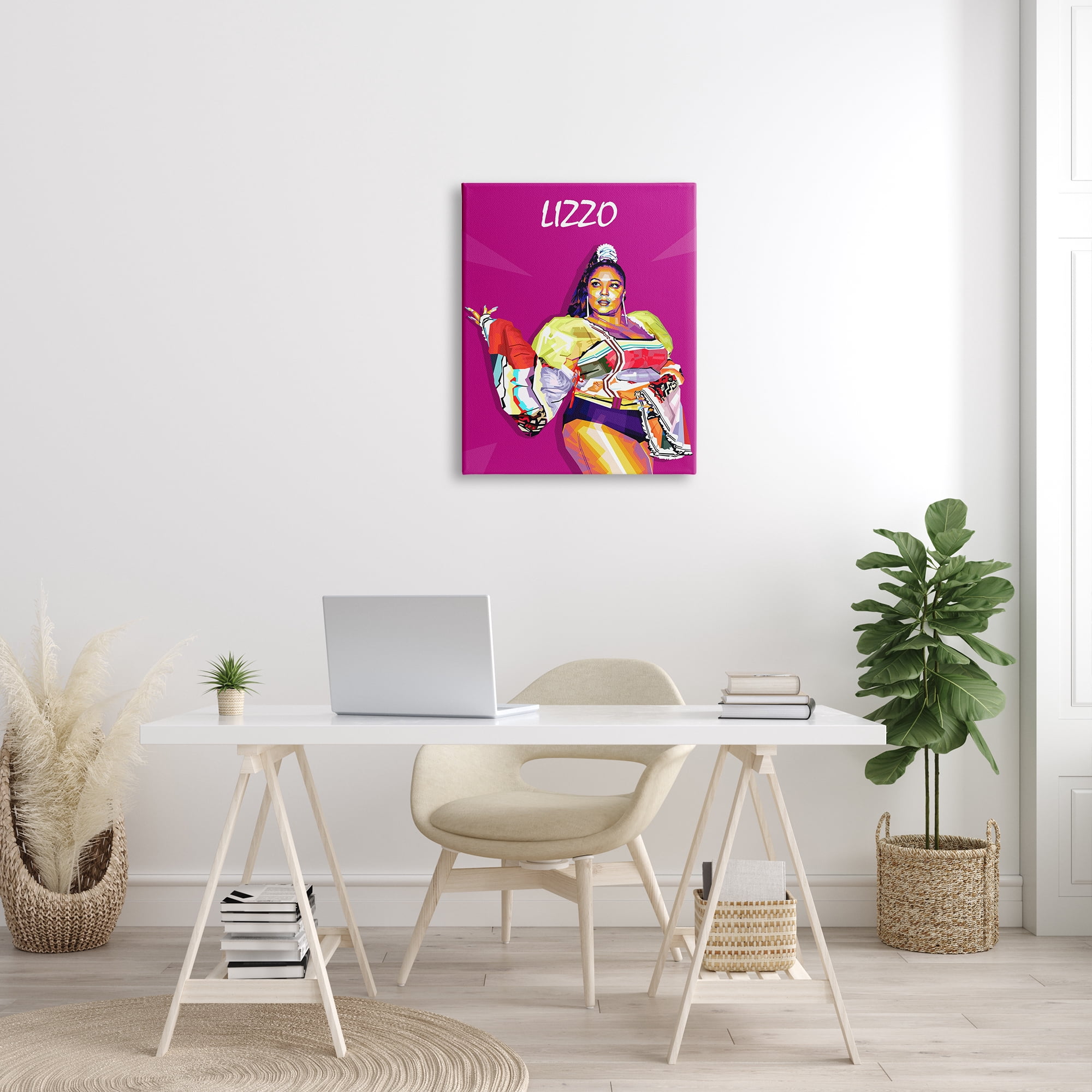 Stupell Industries Lizzo Modern Portrait Abstract Geometric Pattern Pop Pink, 24 x 30, Design by Birch&Ink