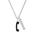 thumbnail image 1 of Delight Jewelry Silvertone Black Telephone Silvertone Be Strong and Courageous Bar Charm Necklace, 23", 1 of 4