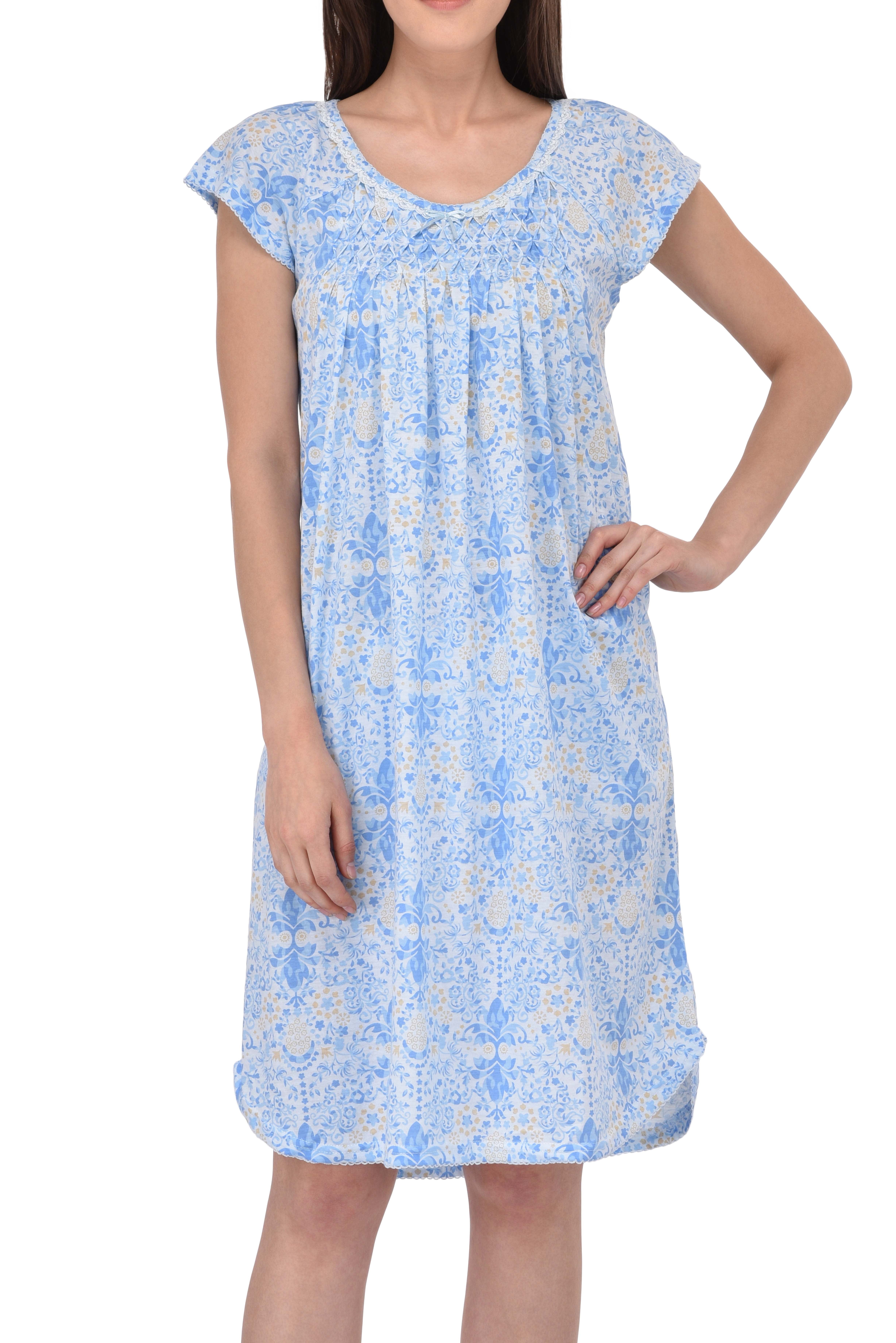 Wenini Womens Ladies Short Sleeve Casual Letter Print Comfy Nightgown Sleep Dress