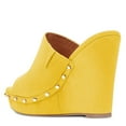 thumbnail image 3 of YDN Women Comfy Open Toe Studded Slide Sandals High Wedge Heels Platform Clogs Mules Slip On Shoes Size 10 Yellow, 3 of 5