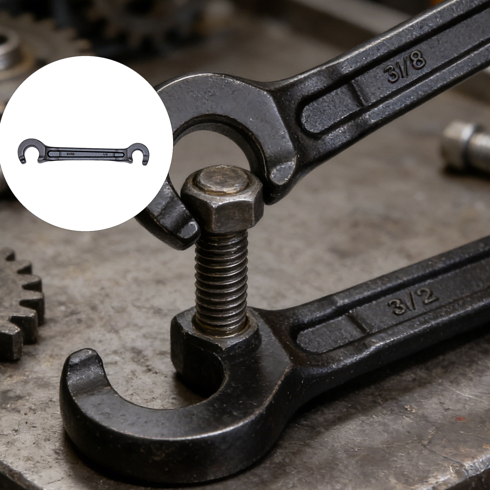 Compact Hook Spanner Tool For Tight Spaces In Plumbing HVAC Applications Lightweight