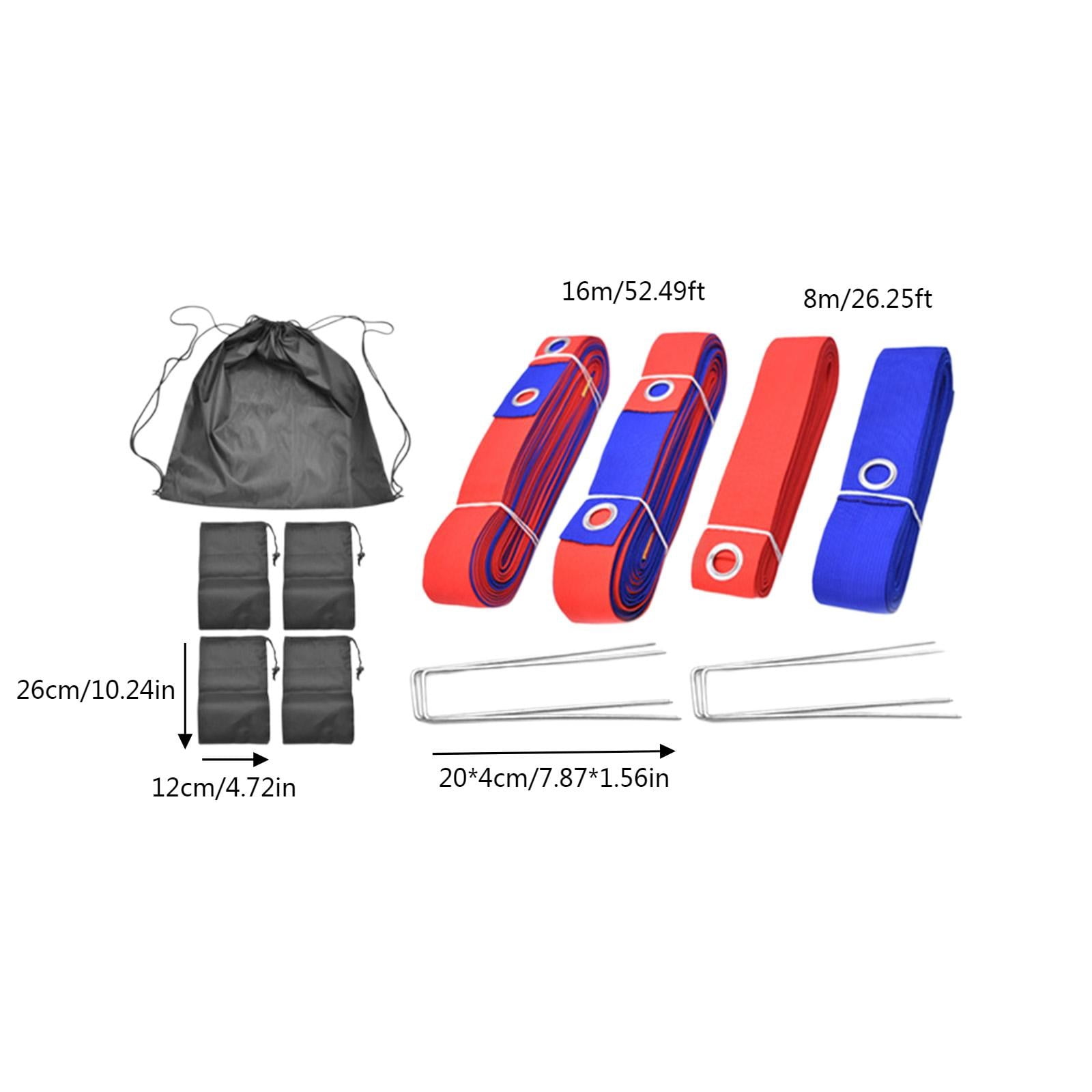 &nbsp;16m/52ft Volleyball Court Boundary Line Kit - Portable Polyester Webbing with Sandbags & Pins - Quick Setup for Beach/Outdoor Training - Includes Drawstring Storage Bag