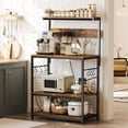 thumbnail image 2 of 31.5" Bakers Rack with Power Outlets, 4-tier Coffee Bar Table, Microwave Stand, 6 S-shaped Hooks, Kitchen Storage Shelf Rack, for Kitchen, Living Room, Rustic Brown, 2 of 8