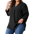 thumbnail image 4 of Agnes Orinda Plus Size Blouses for Women 3/4 Sleeve V Neck Work Shirts Casual Blouse 2X Black, 4 of 6