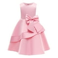 thumbnail image 3 of Glisme Girls Dresses Baby Bow Dress Mid Length Casual & Party Gown For Toddlers Pink Sundress Size 5-6 Years, 3 of 5