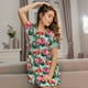 thumbnail image 3 of Easygdp Palm Leaves Flamingo Camisón de manga corta para mujer, informal, estampado, 3 of 6