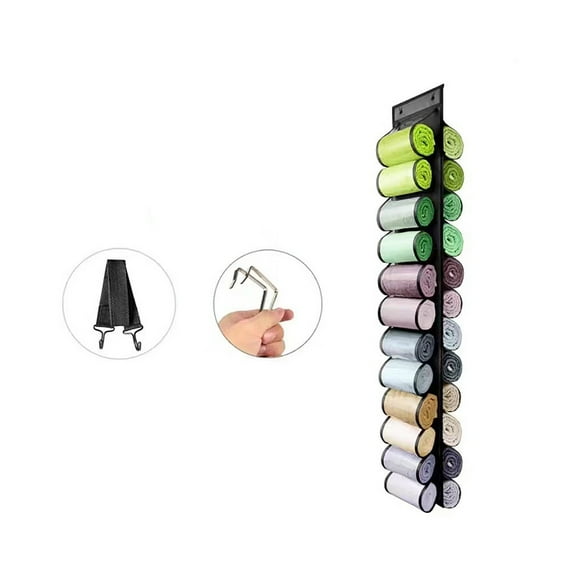 Legging Organizer Storage, 2PCS T Shirt Organizer, Foldable Hanging Closet Organizer Storage with 26 Roll Independent Compartments for Yoga Pants, Tank Top, Towel, Underwear (Black)