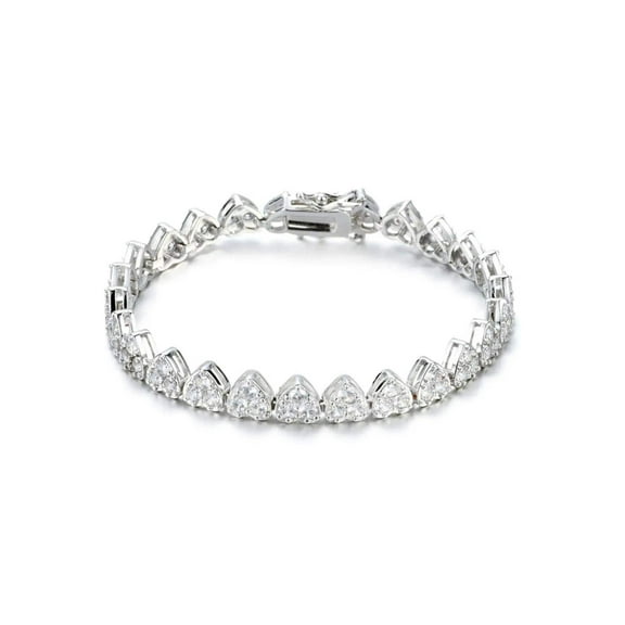 ADIRFINE 18K Gold Plated Cubic Zirconia Hearts Tennis Bracelet