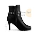 thumbnail image 6 of BLISSFUL STEP Women's Ankle Boots Stiletto Heel Pointed Toe Buckle Faux Leather Boots Black 5.5, 6 of 7