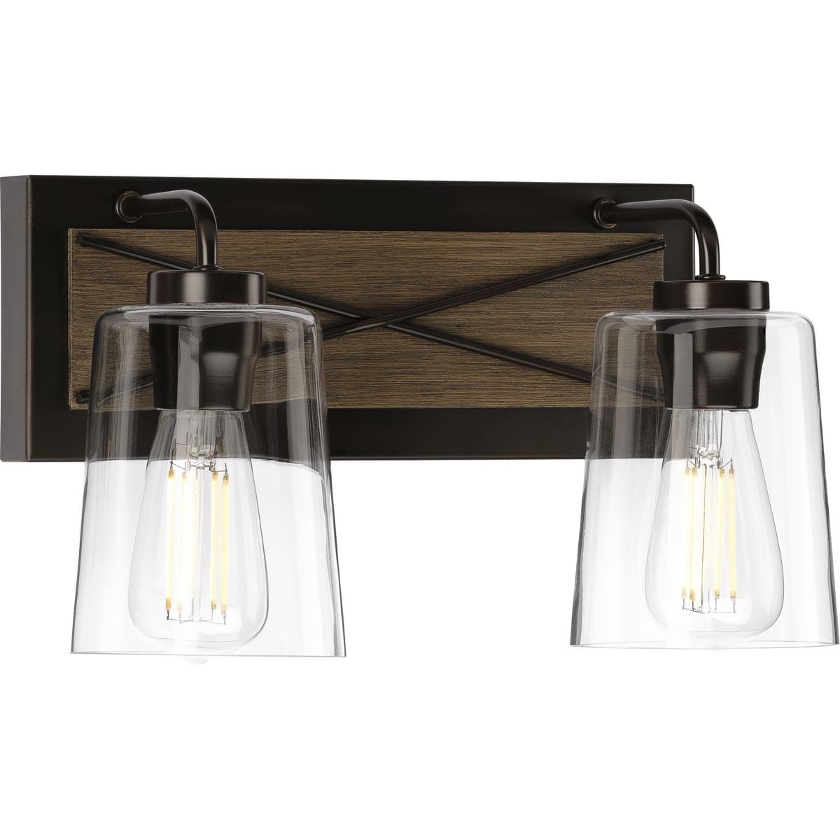 Briarwood Collection Two-Light Antique Bronze Clear Glass Coastal Bath Vanity Light