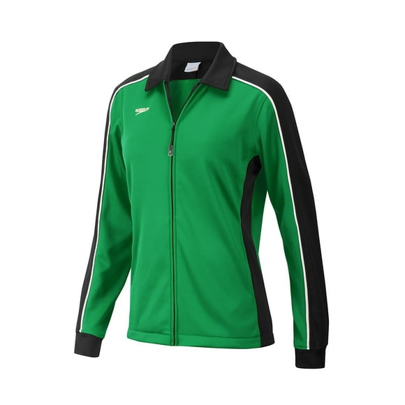 Speedo 7201482 Womens Streamline Warm Up Jacket, Black/Green, M