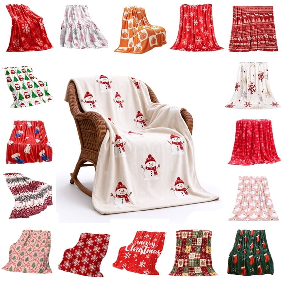 Qwtwty Christmas Blanket Cozy Lightweight Decorative Blanket for Home Living Room Couch Bed Chair Christmas Gifts for Family