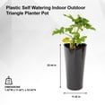 thumbnail image 2 of XBrand 22.4" H Black Plastic Self Watering Indoor Outdoor Triangle Planter Pot w/Glossy Finish, Tall Decorative Gardening Pot, Home Décor Accent, 2 of 10