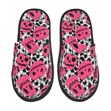 

Honeii Halloween Pumpkins print Slippers Memory Foam House Bedroom Slippers for Women and Men Fuzzy Plush Comfy Faux Fur Lined Slide Shoes-Large