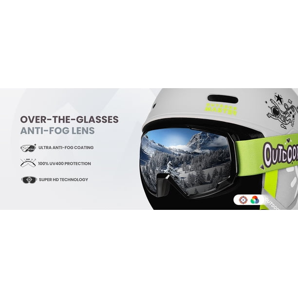 OutdoorMaster Kids Ski Helmet and Ski Goggles Set, Snowboard Helmet,  Durable PC Shell & EPS Foam, Snow Sport Helmets for Boys & Girls