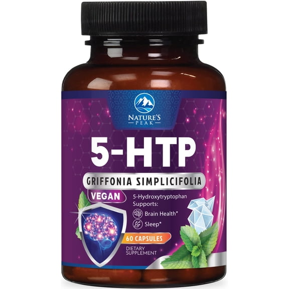 5-HTP Supplement - 5-HTP 200mg Per Serving - Extra Strength 5HTP (5-Hydroxytryptophan) Griffonia Simplicifolia - Supports Restful Sleep, Natural Calm & Brain Health - Bottled in USA - 60 Capsules