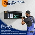 thumbnail image 4 of Metal Garage Wall Cabinet with Doors, Wall Mounted Metal Storage Cabinet, Floating Garage Tool Cabinet for Garage, Basement, Kitchen, Warehouse (Black Gray, 13.7" H), 4 of 14