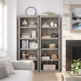 thumbnail image 5 of IDEALHOUSE 5 Tier Bookcase, Farmhouse Book Shelf with Storage, Tall Book Case Wooden 5 Shelf Bookcase for Home Office, Living Room, Bed Room (Grey, 67.4" H x 24.6" W x 12.8" D), 5 of 15