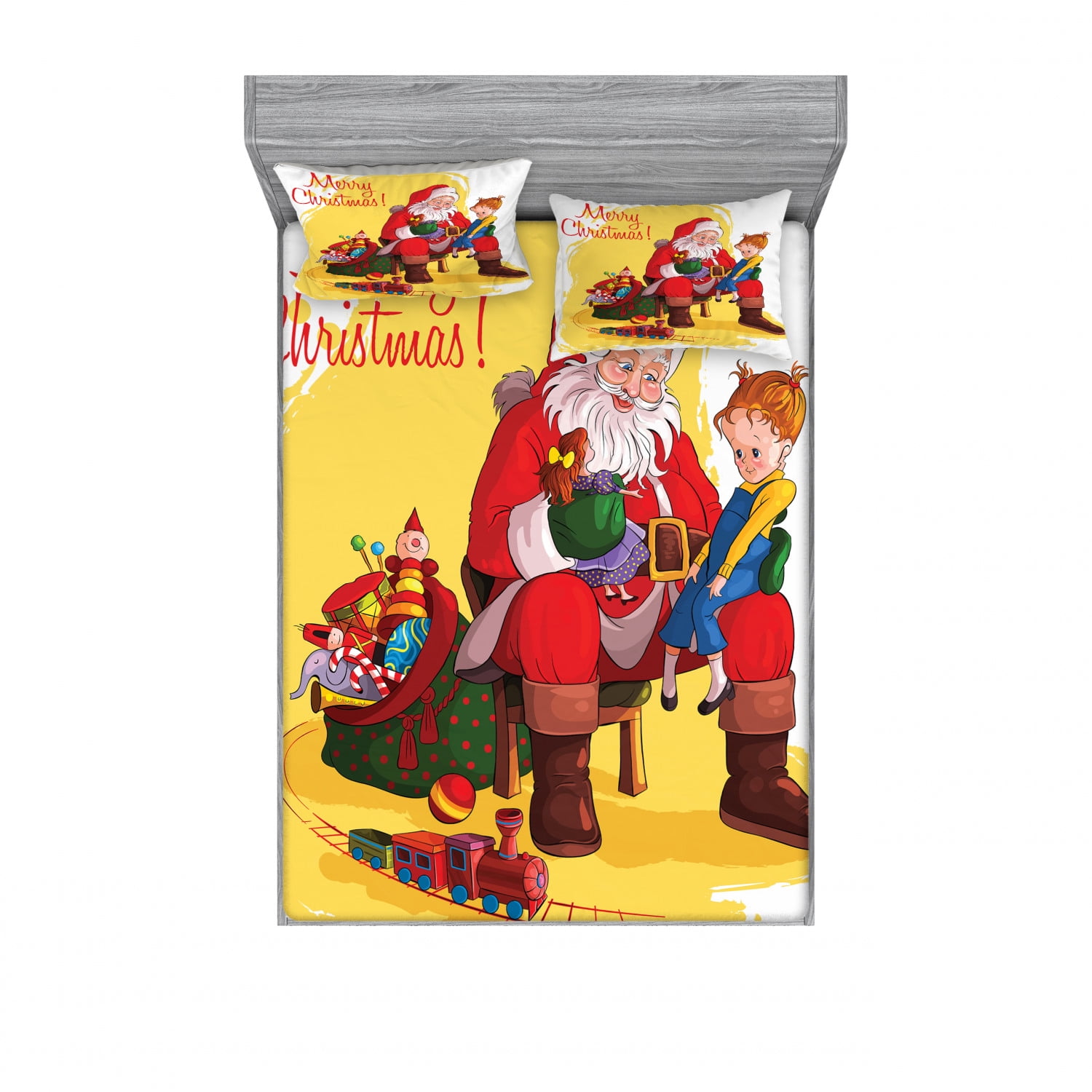 Christmas Bedding Set with Sheet & Covers, Little Child Sitting on
