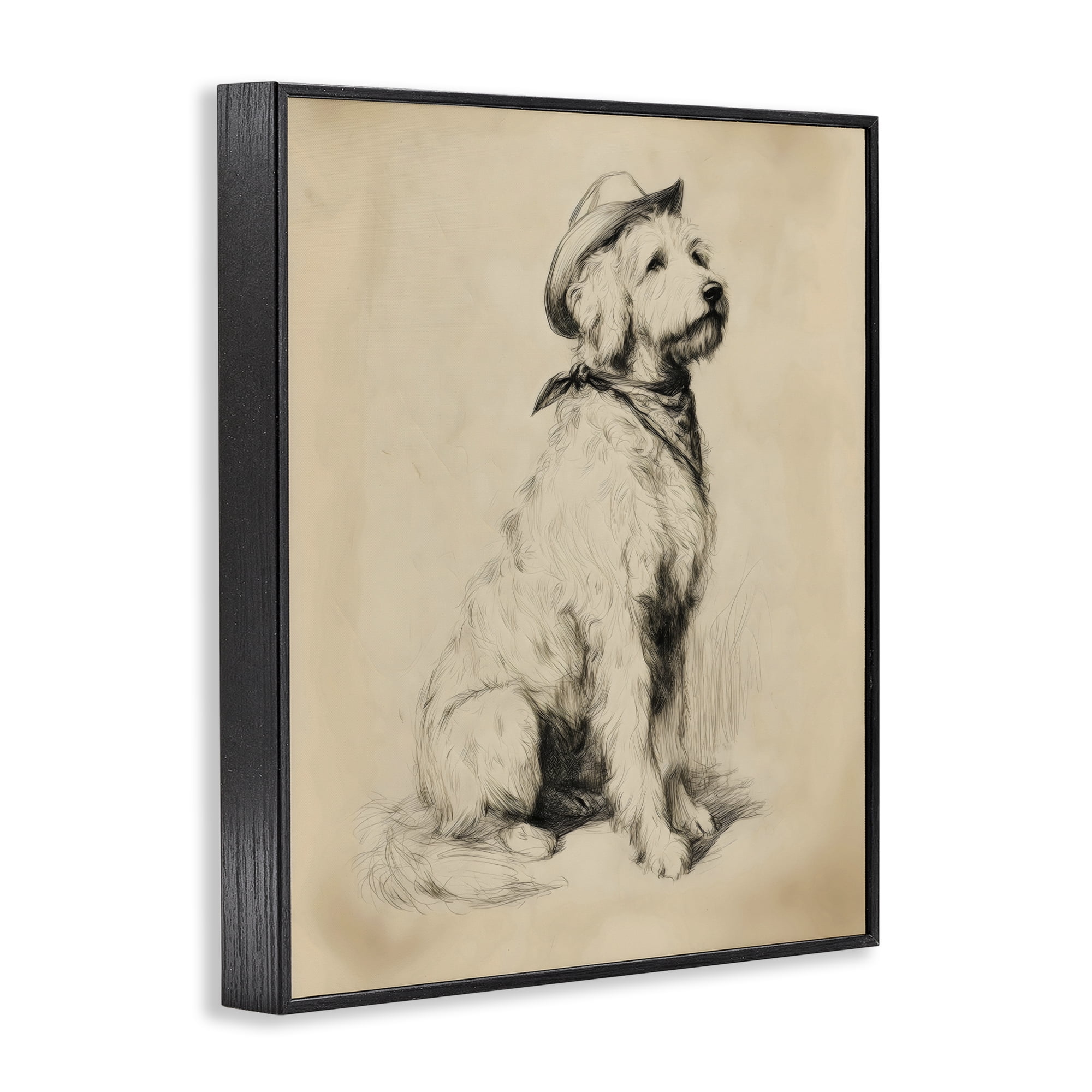 Stupell Industries Cowboy Goldendoodle Sketch Black Framed Giclee Art, design by Arlington Prints