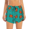 thumbnail image 2 of Balery Colorful Crab Pantalones cortos deportivos para mujer con forro y dos bolsillos, elásticos, para entrenamiento, gimnasio, yoga-X-Large, 2 of 7