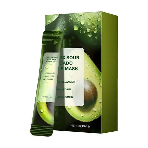 FSTDelivery 12 Sheets Avocado Bubble Face Mask,Compound Foam Facial Mask Cleansing Shrink Pores Moisturizing Hydrating Jelly Film for Daily Hydrating Facial Care & Skin Recovery Cream