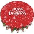 thumbnail image 4 of Merry Christmas Round Tablecloth 60 Inch Funny Santa Snowman Reindeer Table Cloth for Kitchen Dining Xmas Trees Winter Snowflakes Polyester Table Cover for Holiday New Year Picnic Decor, 4 of 6