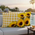 thumbnail image 4 of Spring Sunflowers Outdoor Waterproof Pillow Covers, Yellow White Plaid Farmhouse Rustic Decorative Rectangle Throw Pillowcase Sofa Cushion Sham for Patio/Couch/Chair, 20"x12" 2 Pack, 4 of 8