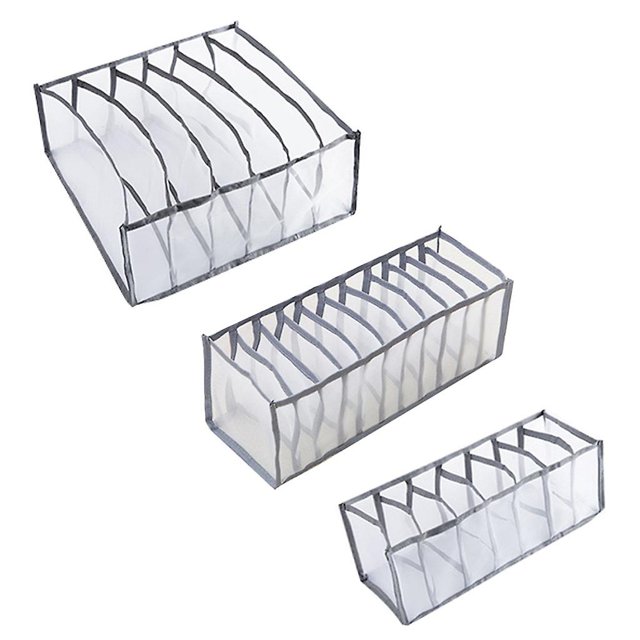 3 uds. de ropa interior, organizador de cajones, armario plegable, divisores de ropa de nailon, compartimentos, caja de almacenamiento para sujetadores, calcetines, calzoncillos, bragas, corbatas o 11 Feliz Sencillez