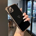 thumbnail image 2 of Designed for iPhone 14 Plus 6.7 inch Case,Cute Plating Edge Love Hearts Pattern with Camera Lens Protection Phone Cover for Girls Women,Black, 2 of 8