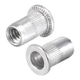 thumbnail image 1 of Unique Bargains #6-32 Écrous à Rivet en Alliage d'Aluminium Tête Plate Filetée Argent 100 Pcs, 1 of 5