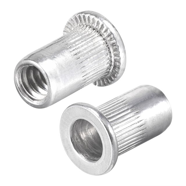 Unique Bargains #6-32 Écrous à Rivet en Alliage d'Aluminium Tête Plate Filetée Argent 100 Pcs