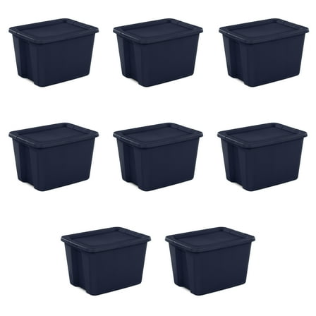 Sterilite 18 Gallon Tote Box Plastic, Blue Cove, Set of 8