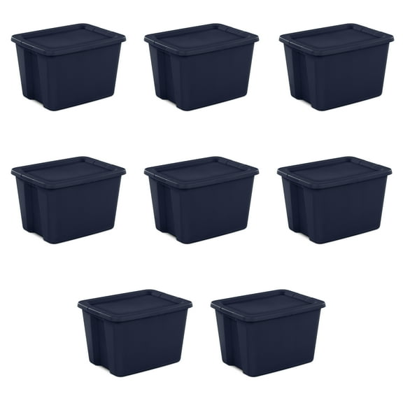 Sterilite 18 Gallon Tote Box Plastic, Blue Cove, Set of 8