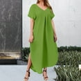 thumbnail image 2 of Women's Spring/Summer Plus Size Solid Color Short Sleeve Mid Length Casual Dress, 2 of 2