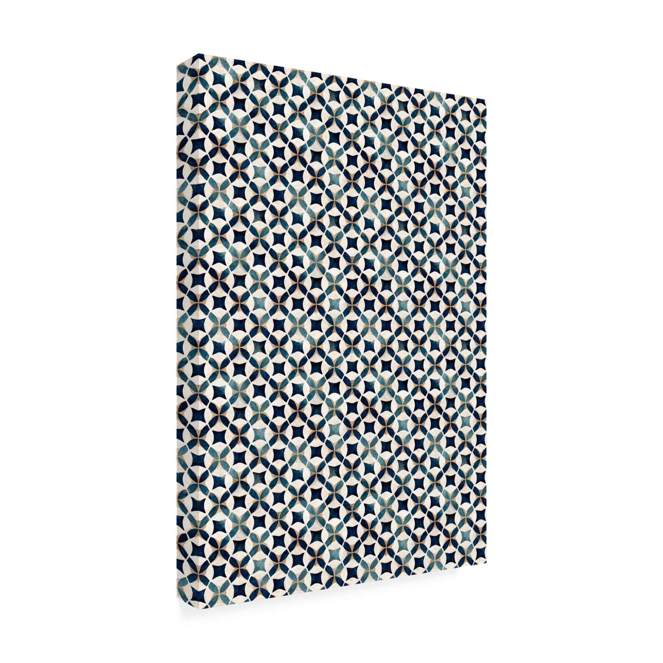 Canvas Wall Art - Treechild 'Vintage Blue Beige Pattern' Wall Art for Living Room, Bedroom, or Office D?cor by Trademark Fine Art - 22 x 32 Inches