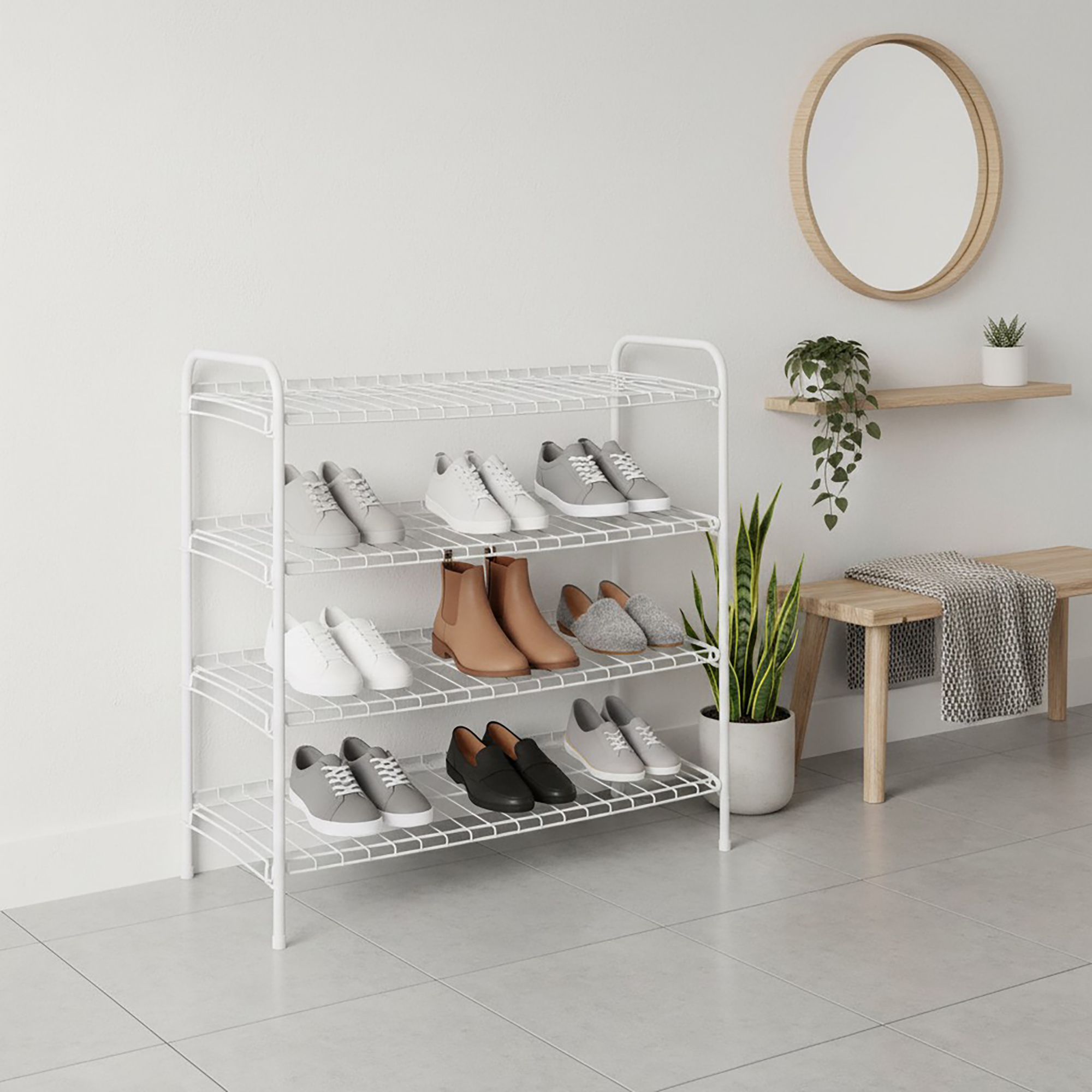 Mainstays 4-Tier Steel Wire Shoe Organizer, White photo 8