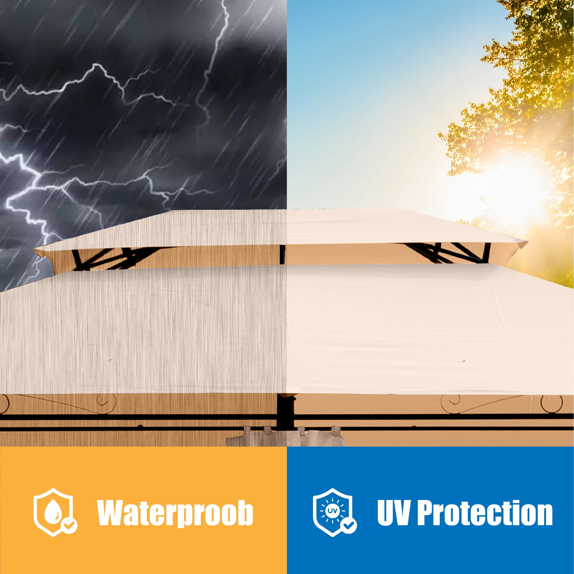 Retractable Awning, 118x71 Inch UV Resistant Privacy Screen for Balcony Patio Garden, Beige