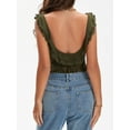 thumbnail image 5 of Mevireiy Women Y2K Going Out Crop Tops Mesh Ruffle Hem Asymmetrical Low Cut Party Tank Tops, Green, S, 5 of 8